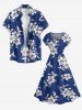 Hibiscus Flower Leaf Print Hawaii A Line Dress -  