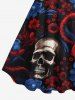 Skulls Octopus Flower Print Hawaii A Line Dress -  