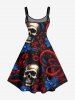 Skulls Octopus Flower Print Hawaii A Line Dress -  