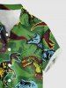 Dinosaur Jungle Print Hawaii Button Pocket Shirt For Men -  
