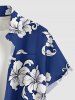 Hibiscus Flower Leaf Print Hawaii Button Pocket Shirt For Men -  