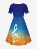 Ombre Music Symbol Print Hawaii Cinched A Line Dress -  