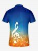 Polo homme zippé hawaïen à imprimé ombré de symboles musicaux - Bleu 5XL