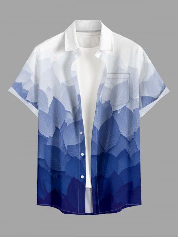 Leaf Ombre Print Buttons Pocket Hawaii Shirt For Men
