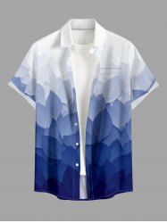 Leaf Ombre Print Buttons Pocket Hawaii Shirt For Men -  