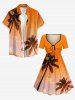 Tenue de plage hawaïenne assortie pour couples au motif ombré cocotier - Orange 
