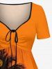Tenue de plage hawaïenne assortie pour couples au motif ombré cocotier - Orange 