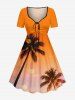 Tenue de plage hawaïenne assortie pour couples au motif ombré cocotier - Orange 