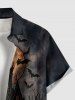 Tenue assortie pour couples avec imprimé d'Halloween : citrouille, chauve-souris, lune et château - Noir 