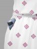 Ethnic Geometric Graphic Flower Print Matching Hawaii Beach Outfit For Couples -  