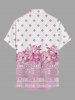 Chemise hawaïenne pour homme à boutons et poche, avec imprimé floral graphique ethnique et géométrique - Rose  4XL