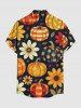 Chemise homme Halloween à pois, à imprimé citrouilles et fleurs, à poche boutonnée - orange clair 3XL