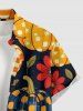Chemise homme Halloween à pois, à imprimé citrouilles et fleurs, à poche boutonnée - orange clair 3XL