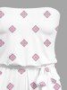 Ethnic Geometric Graphic Flower Print Hawaii Pocket Jumpsuit with Removable Belt and Shoulder Strap - Rose  4X