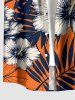 Chemise hawaïenne pour homme à imprimé fleurs d'hibiscus et feuilles tropicales, avec boutons et poche - Orange 4XL