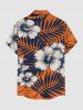 Chemise hawaïenne pour homme à imprimé fleurs d'hibiscus et feuilles tropicales, avec boutons et poche - Orange 4XL