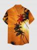Chemise hawaïenne pour homme à imprimé cocotier et soleil, avec boutons et poche - Orange Foncé 4XL