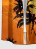 Chemise hawaïenne pour homme à imprimé cocotier et soleil, avec boutons et poche - Orange Foncé 4XL