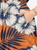 Robe midi hawaïenne à fente, imprimé fleur d'hibiscus et feuilles tropicales - Orange 4X