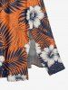Robe midi hawaïenne à fente, imprimé fleur d'hibiscus et feuilles tropicales - Orange 4X