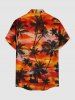 Chemise hawaïenne pour homme, motif cocotiers et nuages, boutonnée avec poche - Orange Foncé XL