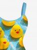 Ducks Water Ripple Print Hawaii Tank Dress(Adjustable Shoulder Strap) -  