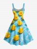 Ducks Water Ripple Print Hawaii Tank Dress(Adjustable Shoulder Strap) -  