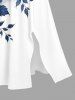 Robe midi coupe A à imprimé dégradé hawaïen fleurs, feuilles et branches, avec poches fendues - Bleu profond 4X