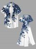 Robe midi coupe A à imprimé dégradé hawaïen fleurs, feuilles et branches, avec poches fendues - Bleu profond 4X