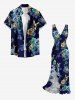 Floral Hummingbird Print Hawaii Ruffles Split Dress -  