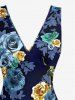 Floral Hummingbird Print Hawaii Ruffles Split Dress -  