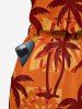 Combinaison hawaïenne à poches, imprimé graphique ethnique cocotier, avec ceinture amovible et bretelles amovibles - Orange 4X
