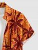 Chemise hawaïenne pour homme à boutons et poche, motif imprimé cocotier ethnique - Orange 4XL