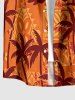 Chemise hawaïenne pour homme à boutons et poche, motif imprimé cocotier ethnique - Orange 4XL
