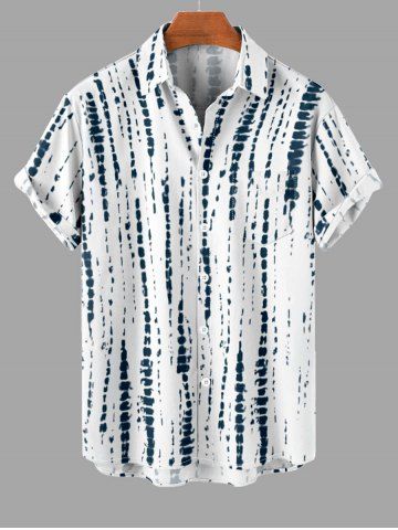 Tie Dye Print Hawaii Button Pocket Shirt For Men - WHITE - 4XL