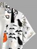 Ensemble assorti pour couple avec imprimé citrouille d'Halloween, toile d'araignée, arbre, corbeau et chauve-souris - Blanc 