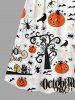 Ensemble assorti pour couple avec imprimé citrouille d'Halloween, toile d'araignée, arbre, corbeau et chauve-souris - Blanc 