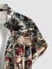 Chemise hawaïenne pour homme à imprimé crâne, squelette, pirate, coffre, bateau de croisière, boutons et poche - Bronze 4XL