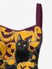 Robe débardeur à lacets imprimé chats et citrouilles Halloween - Deep Yellow XS