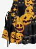 Robe débardeur à lacets imprimé chats et citrouilles Halloween - Deep Yellow XS