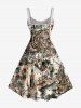 Skull Skeleton Pirate Box Sailboat Cruise Print Hawaii Tank Dress(Adjustable Shoulder Strap) -  