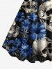 Skulls Flowers Print Hawaii Tank Dress(Adjustable Shoulder Strap) -  