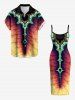Robe hawaïenne à imprimé psychédélique mandala fractal dégradé - Turquoise S