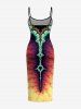 Robe hawaïenne à imprimé mandala fractal psychédélique dégradé - Turquoise 3X