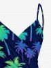 Couvre-maillot de plage convertible Hawaï à imprimé cocotier dégradé - Bleu profond XXS