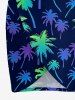 Couvre-maillot de plage convertible Hawaï à imprimé cocotier dégradé - Bleu profond XXS
