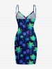 Couvre-maillot de plage convertible Hawaï à imprimé cocotier dégradé - Bleu profond XXS