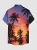 Chemise hawaïenne pour homme à boutons et poche, imprimé cocotier coucher de soleil dégradé au crépuscule - Orange Foncé XL