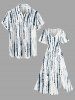 Robe midi trapèze à poches fendues imprimé tie & dye Hawaï - Blanc XXS