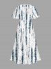 Robe midi trapèze à poches fendues imprimé tie & dye Hawaï - Blanc XXS